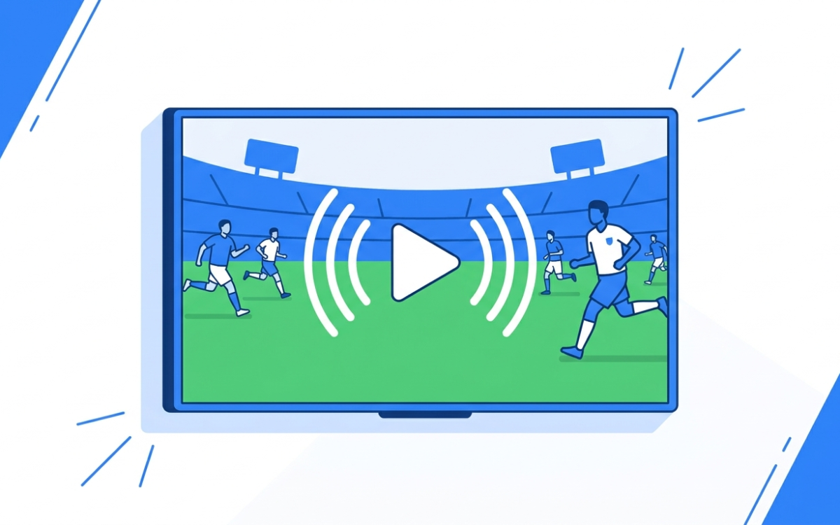 Télé intelligente affichant une scène sportive en direct, diffusant des matchs sans blackout